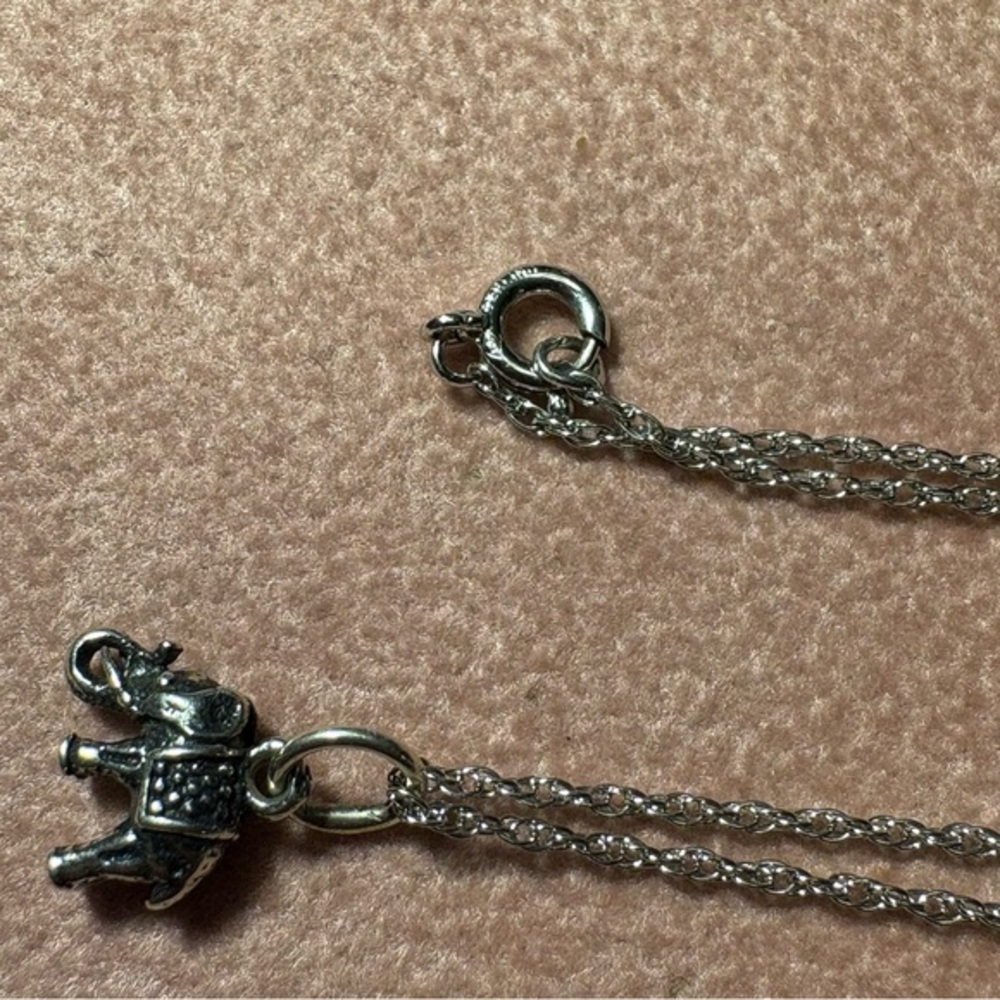 Sterling Silver Elephant Charm Necklace
